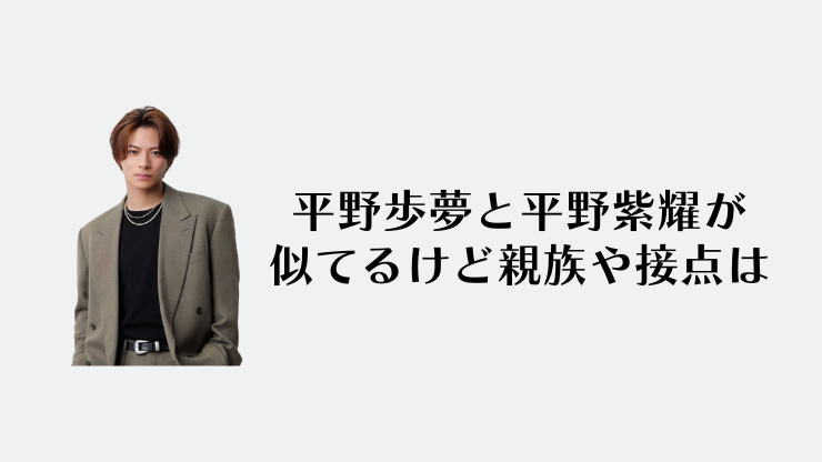 平野歩夢と平野紫耀が似てるけど親族