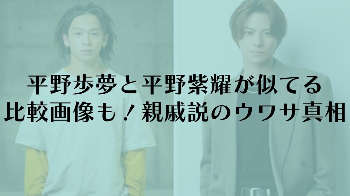 平野歩夢と平野紫耀が似てる比較画像も!親戚説のウワサ真相は?